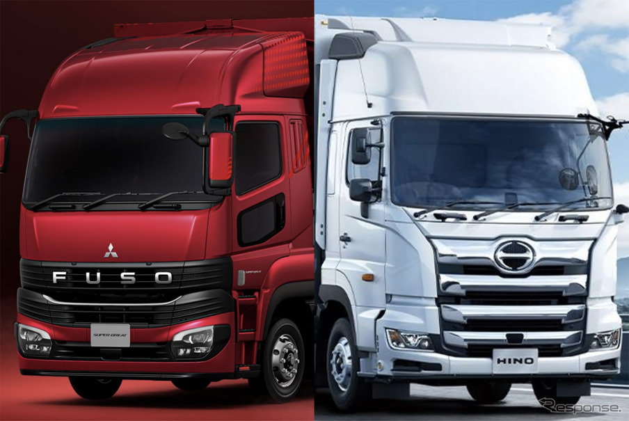 2026年4月に経営統合を予定している三菱ふそうトラック・バスと日野自動車の大型トラック