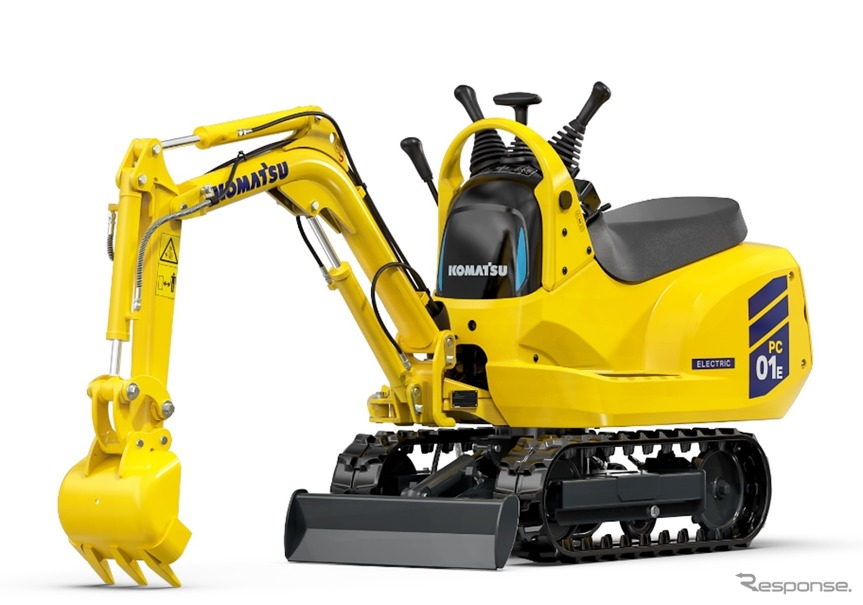 KENKIドリームDAY:コマツの電動マイクロショベル、PC01E-2を展示。実際に乗って写真が撮れる