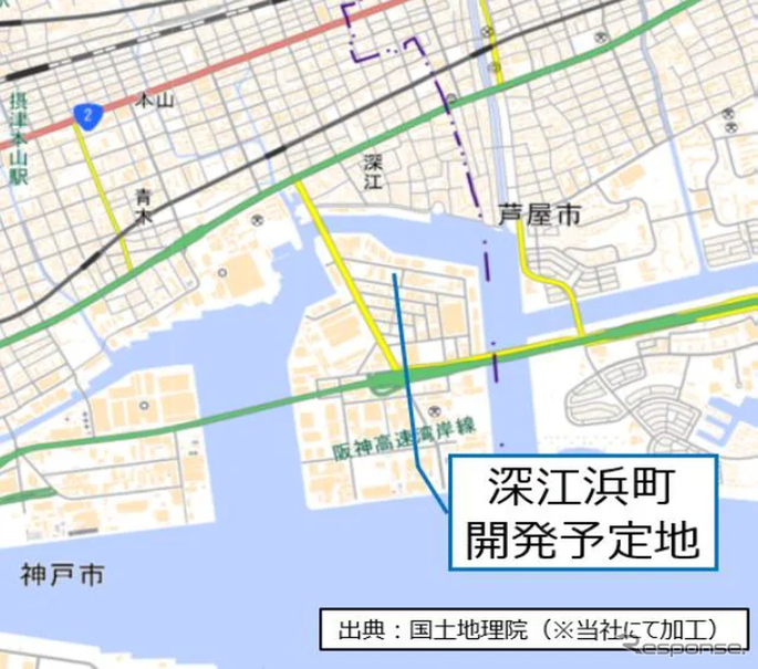 神戸市東灘区深江浜町の開発予定地