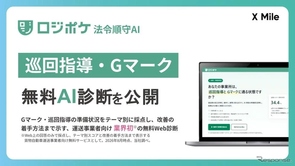 物流DX「ロジポケ」が「巡回指導・Gマーク無料AI診断」を無料公開