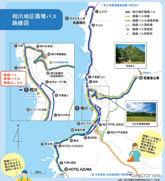 相川地区循環バスの路線図