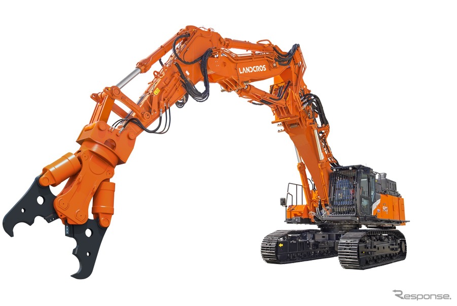 日立建機のマルチブーム解体仕様機 ZX500LCK-7、ツーピースブーム仕様